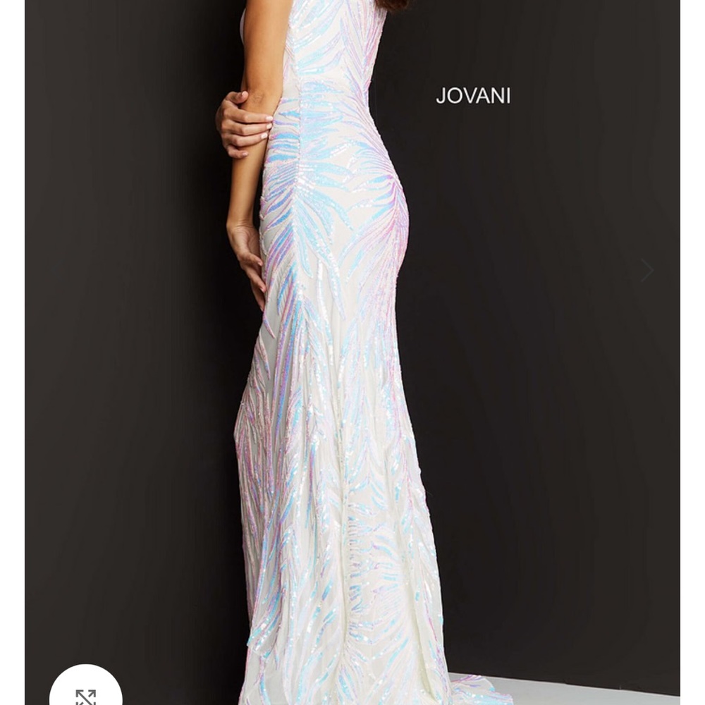 Jovani Iridescent White and Pink Prom Dress